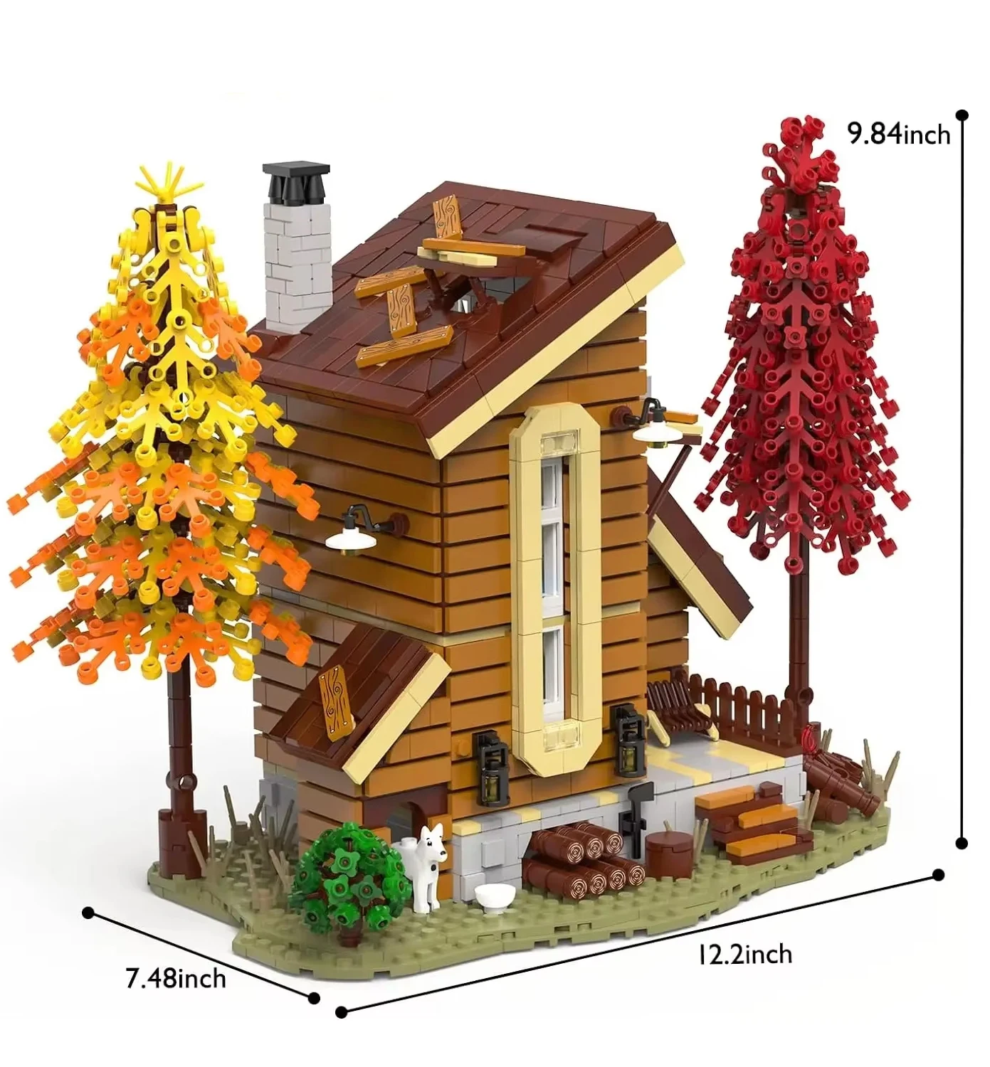 Xmork-モジュラー建物のビルディングブロック、森の小屋のフレーム、コテージ、木造住宅モデル、レンガパズルおもちゃ、031071、031072、03173