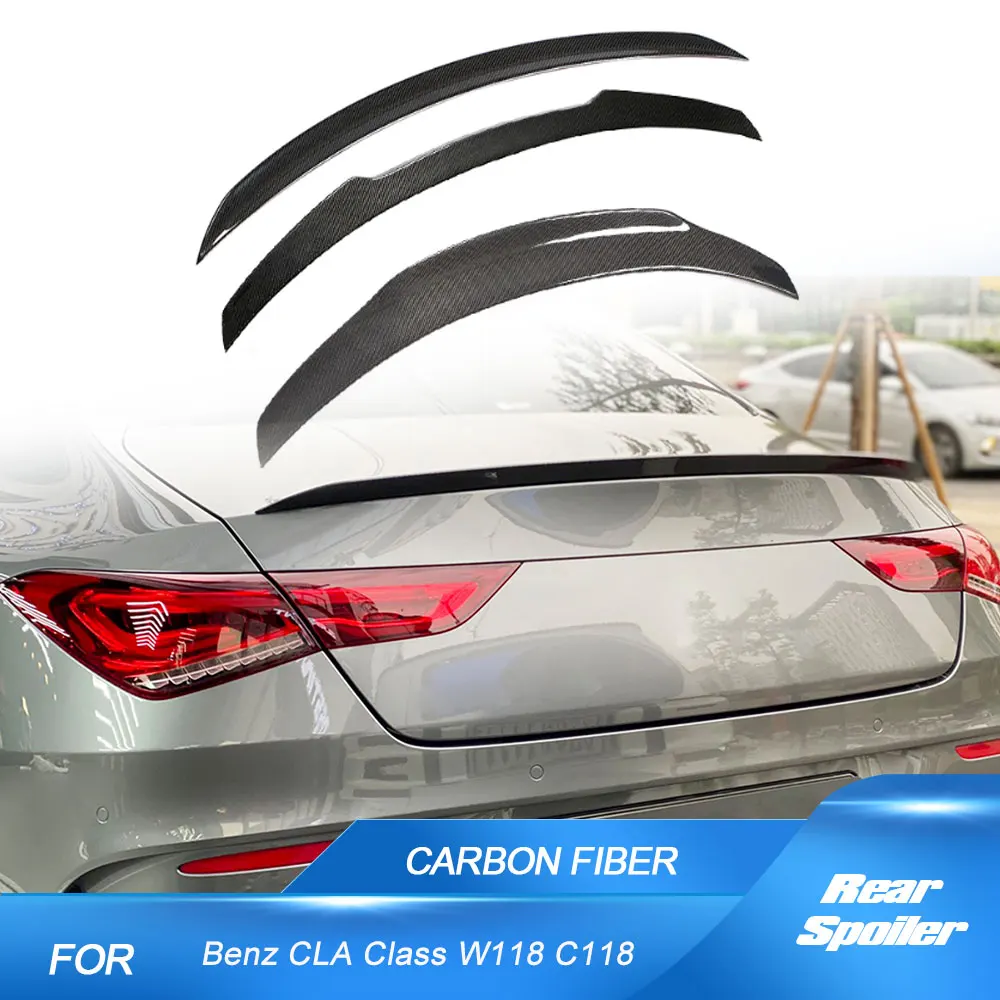 Car Rear Trunk Spoiler Wing For Mercedes-Benz CLA Class W118 C118 2020-2022 Carbon Fiber Rear Trunk Boot Lip Spoiler Wing