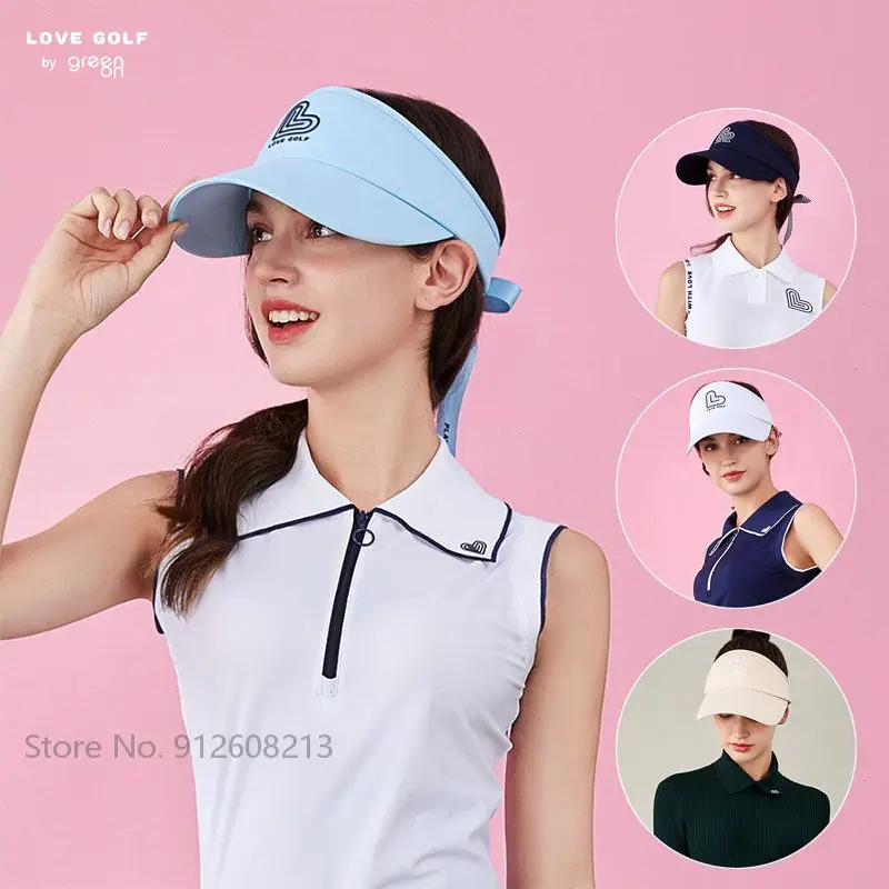 

Love Golf Korean Adjustable Caps Lady Sunscreen Golf Empty Top Hats Girl Anti-UV Breathable Sports Cap Anti-sweat Peaked Hat