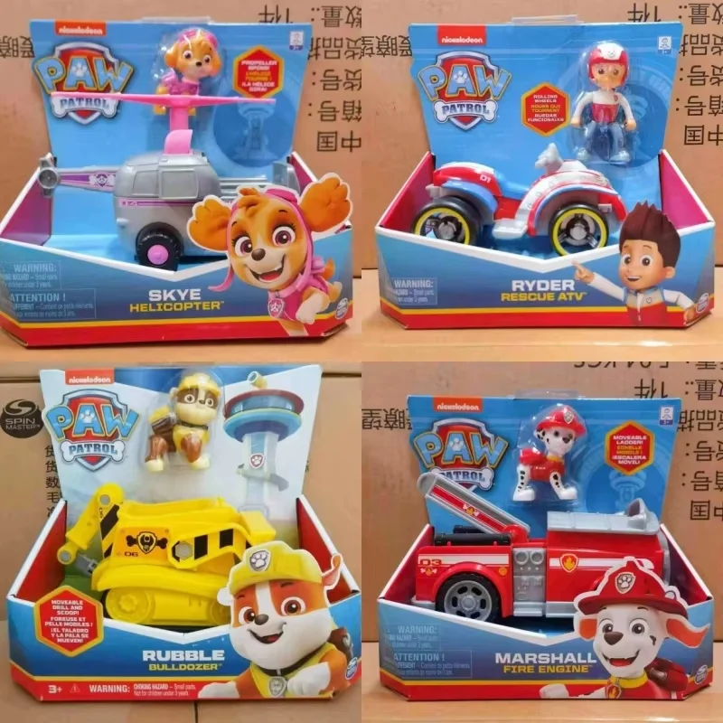 Original Paw Patrol Vehicle Car Ryder Tracker Everest Chase Rex Skye Rocky Marshall Zuma Action Figure Kids Birthday Gifts Toys