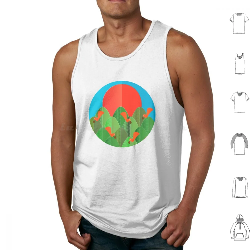 Squirrel Family / Cute Animals Tank Tops Vest Sleeveless Nature Squirrels Squirrel Animal Fluffy Tail Red Orange Cute Nuts Eat