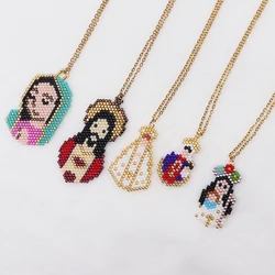 BLUESTAR Luxury Geometric Religious Necklace Virgin Mary Miyuki Beaded Pendant Choker For Women Ladies Party Fashion Jewelry