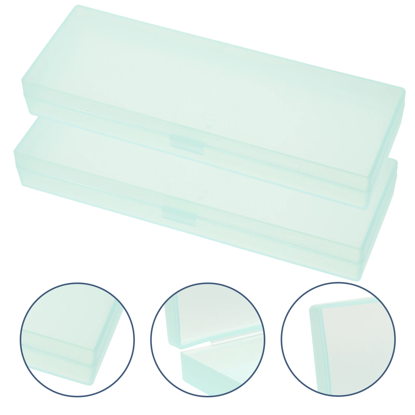 2pcs 투명 연필 케이스 플라스틱 펜 상자 학생을위한 스토리지 주최자 휴대용 쓰기 케이스 여행 편지지 녹색