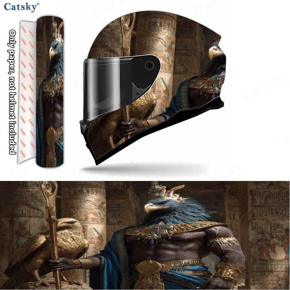 Retro Egyptian Eagle - Head Print Helmet stickers , PVC Material Multifunctional Helmet Stickers, Scratch-Resistant & Fade-Proof