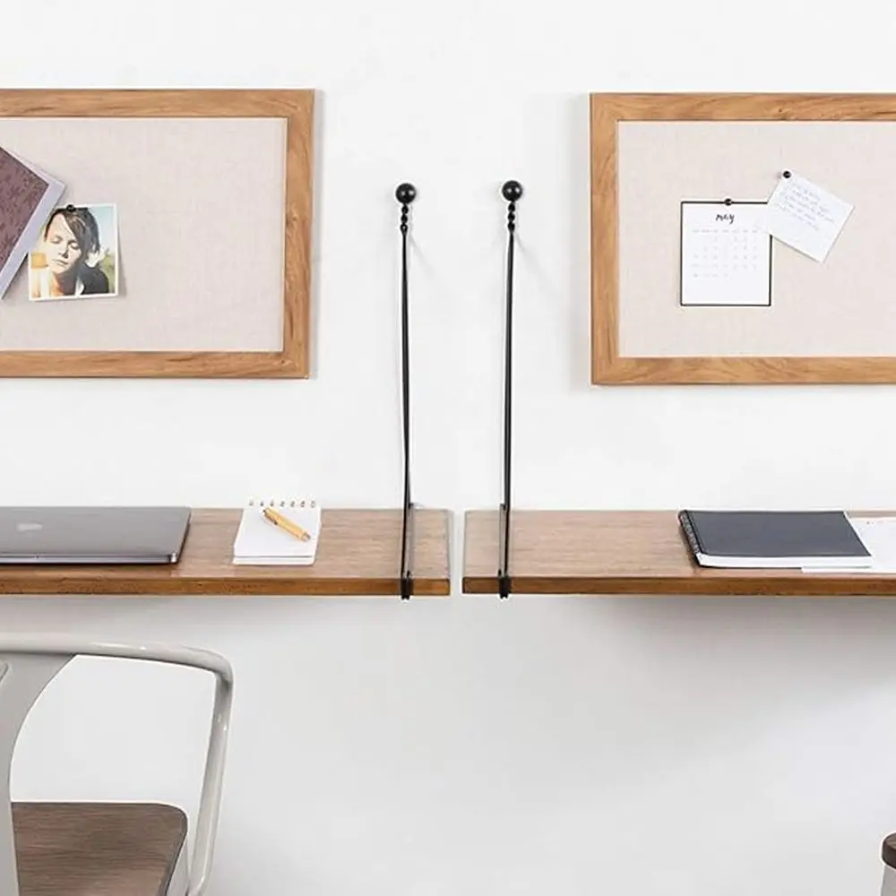 Bureau mural industriel marron rustique, 38 x 14 x 16, style ferme, parfait pour le bureau et l'école à domicile