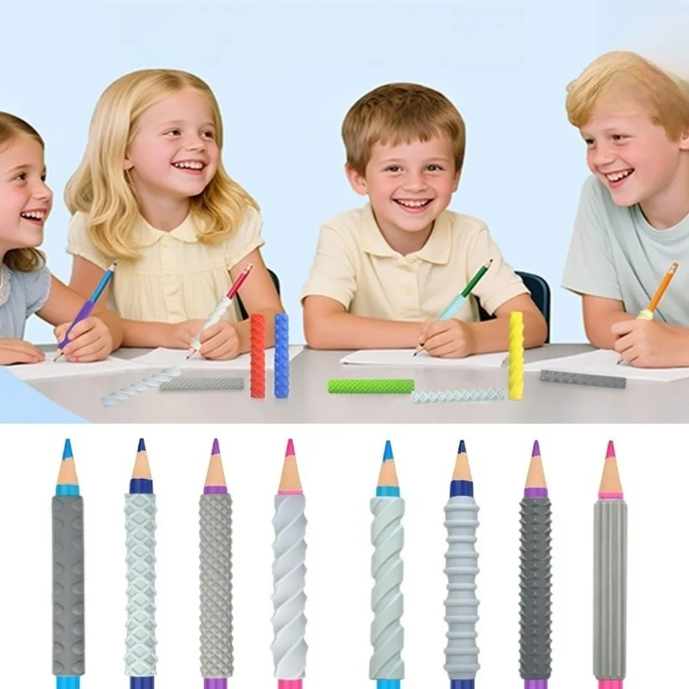 4 pcs Silicone Pencil Grips Ergonomic Smooth Writing Pen Protective Cover Soft Grip Write Right Learning Pencil Sleeves Class