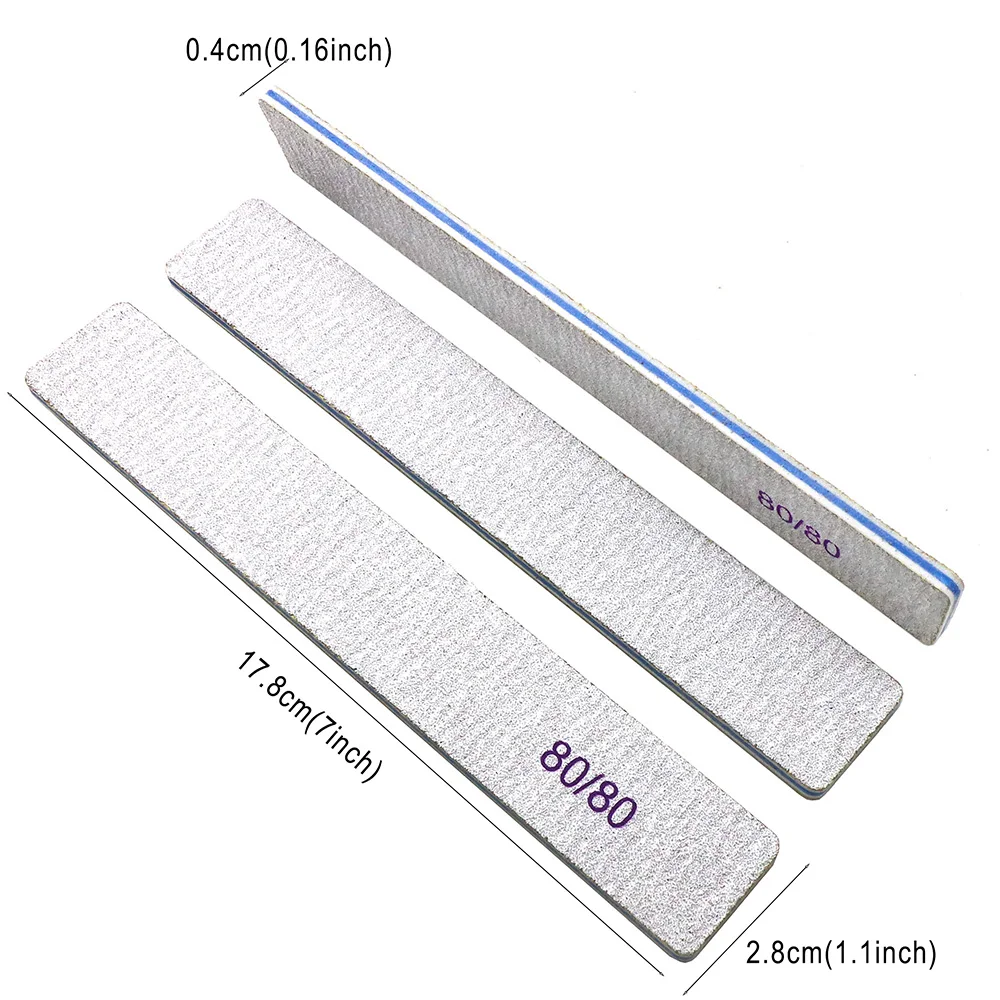 25/50 Pcs Washable Durable Nail Art File 80/80 Grit Manicure Supplies Square Emery Board Sanding Files Buffer For Home Salon Use 4