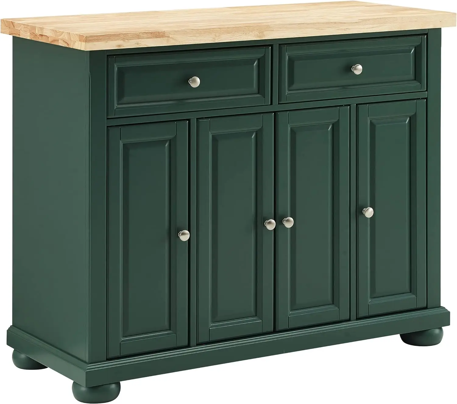 

Madison Kitchen Island with Solid Wood Top and Optional Casters, Emerald Green