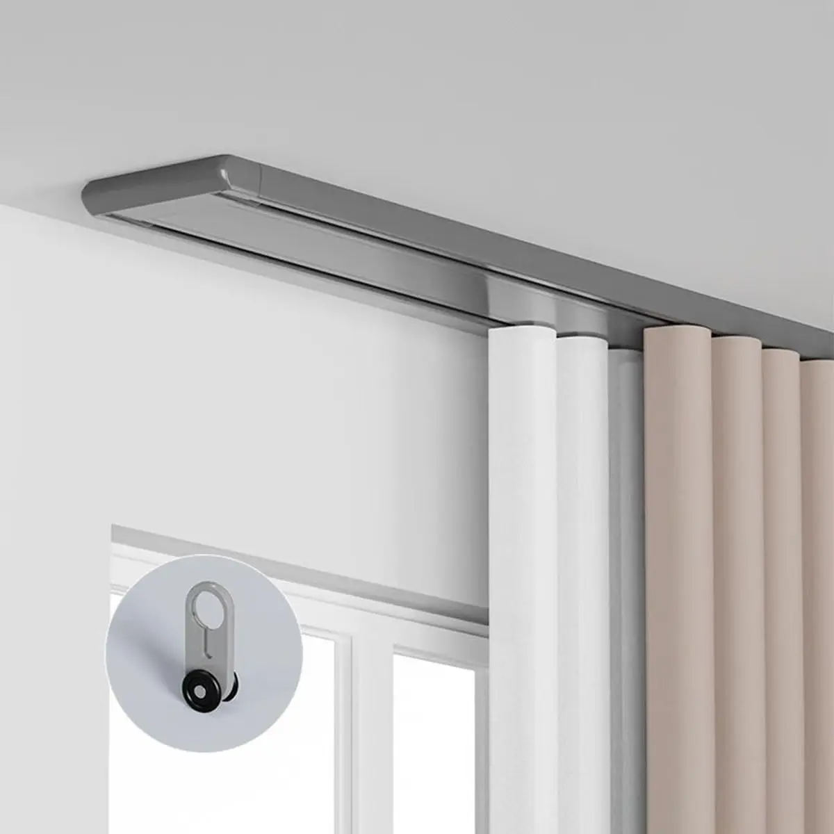 riel de Cortina de Techo silencioso, riel de Cortina Oculto de Alta Resistencia, Personalizable, Adecuado para Sala de Estar, b