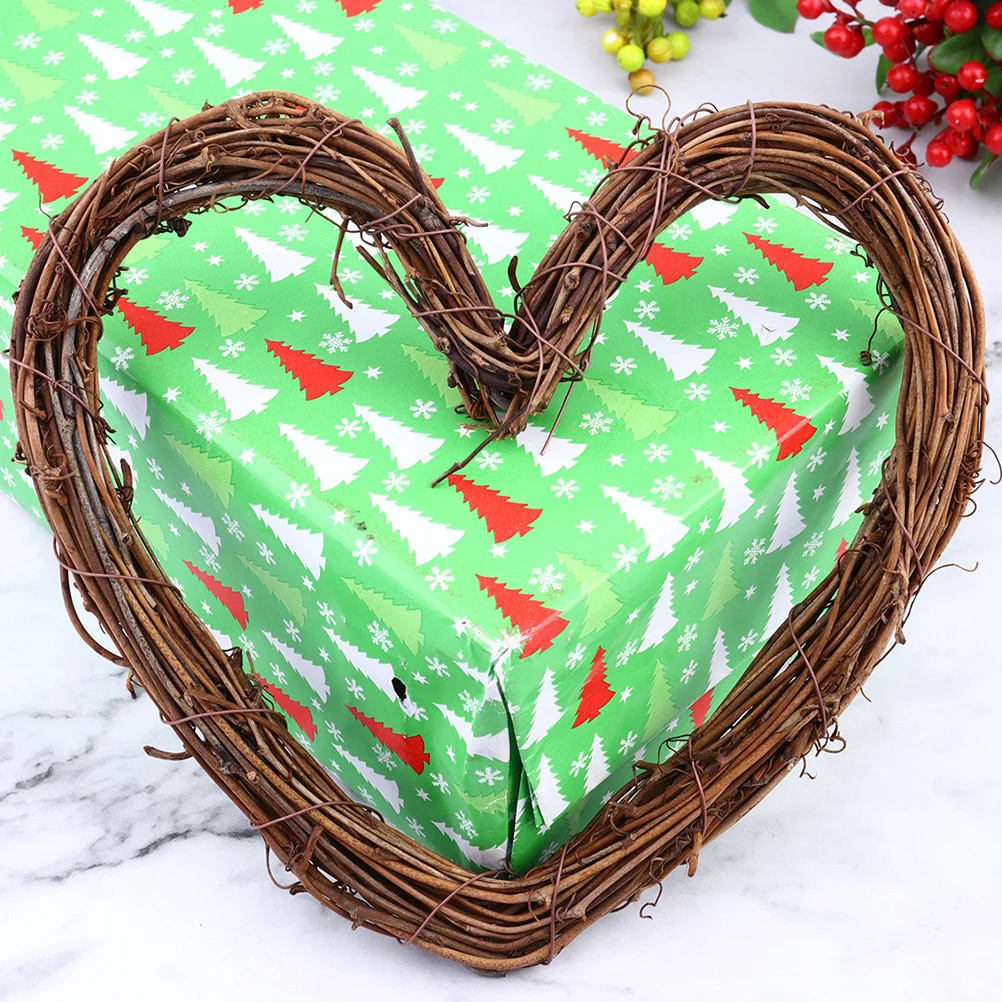 

3Pcs Rattan Christmas Tree Pendants Love Heart Shape Adornments Natural Ecofriendly Xmas Hanging Decor Christmas Tree Pendant
