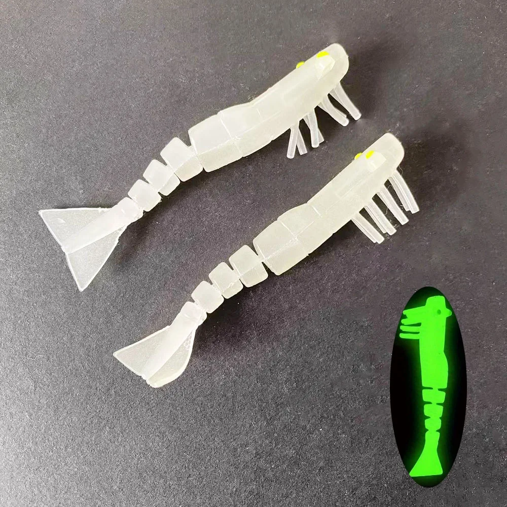 5 Stück Professioneller Mehrteiliger Garnelen-Köder 85-100mm - PVC-Weichköder für Süß- & Salzwasser - Bass/ Mandarinfisch/ Schnapper – Detail 5
