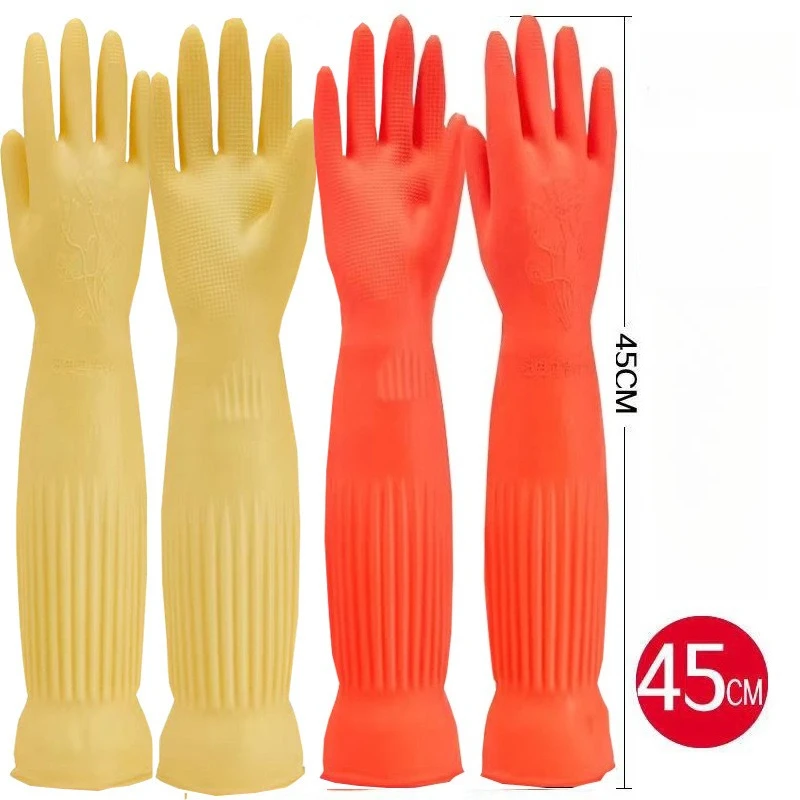 Gants de vaisselle étendus en Latex, gants ménagers épais et résistants aux déchirures pour le nettoyage de la cuisine, le linge, le travail du lavage de voiture