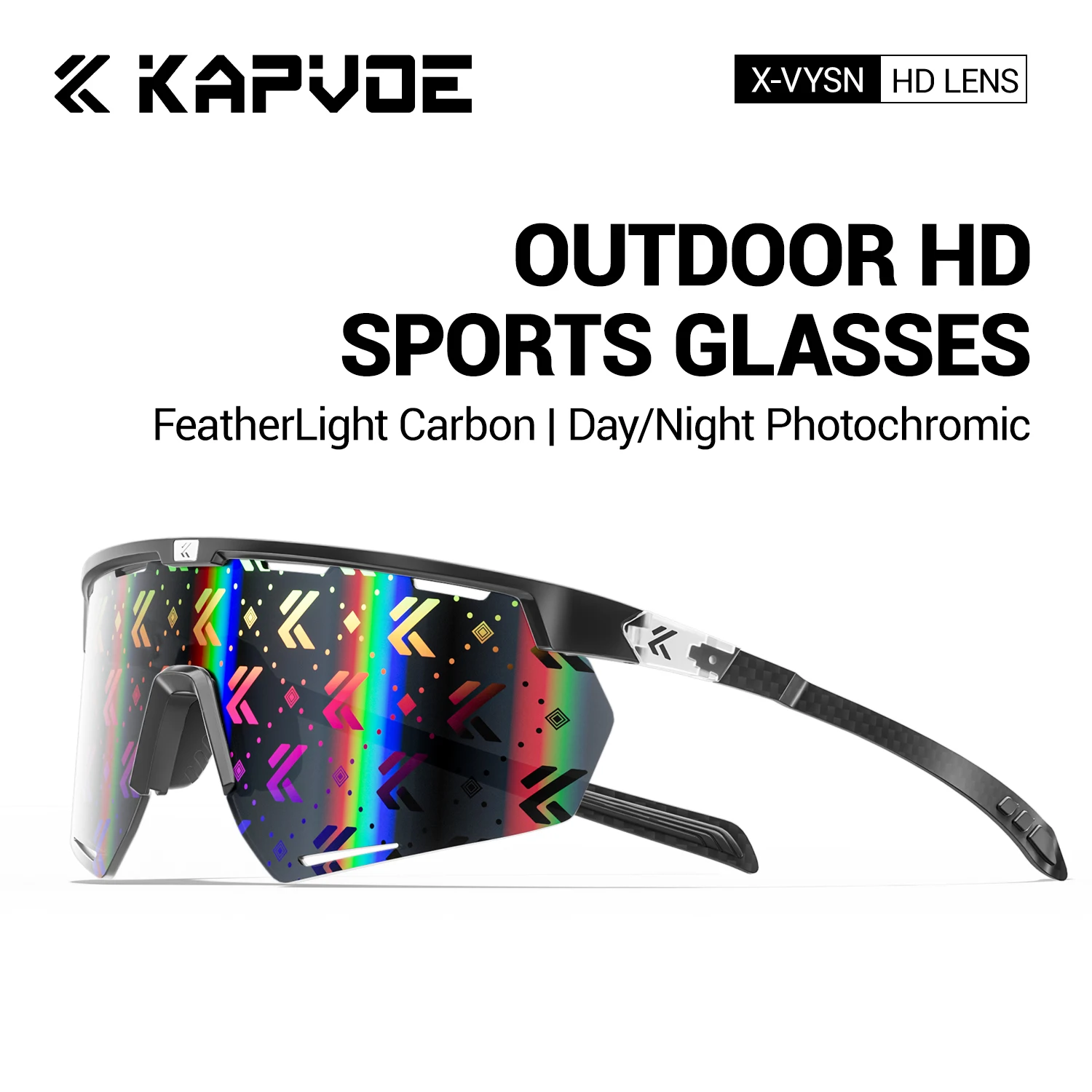 Kapvoe Carbon Fiber Photochromic Running Sunglasses Bicycle Glasses MTB Bike UV400 Driving Outdoors Running Men Women Eyewear