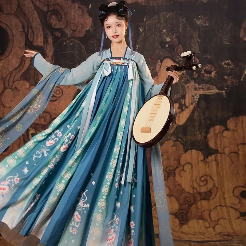 

WATER Hanfu Women Chinese Traditional Dresses Chest-length Ru Skirts Embroidered Woman Blue Orange Spring Summer Tang Dynasty