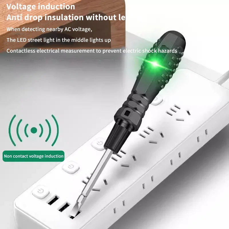 2 In1 Induction Electric Pen Multi-Purpose Heavy Duty Test Pen Magnetic Screwdriver With Double Color Light Voltmeter Power