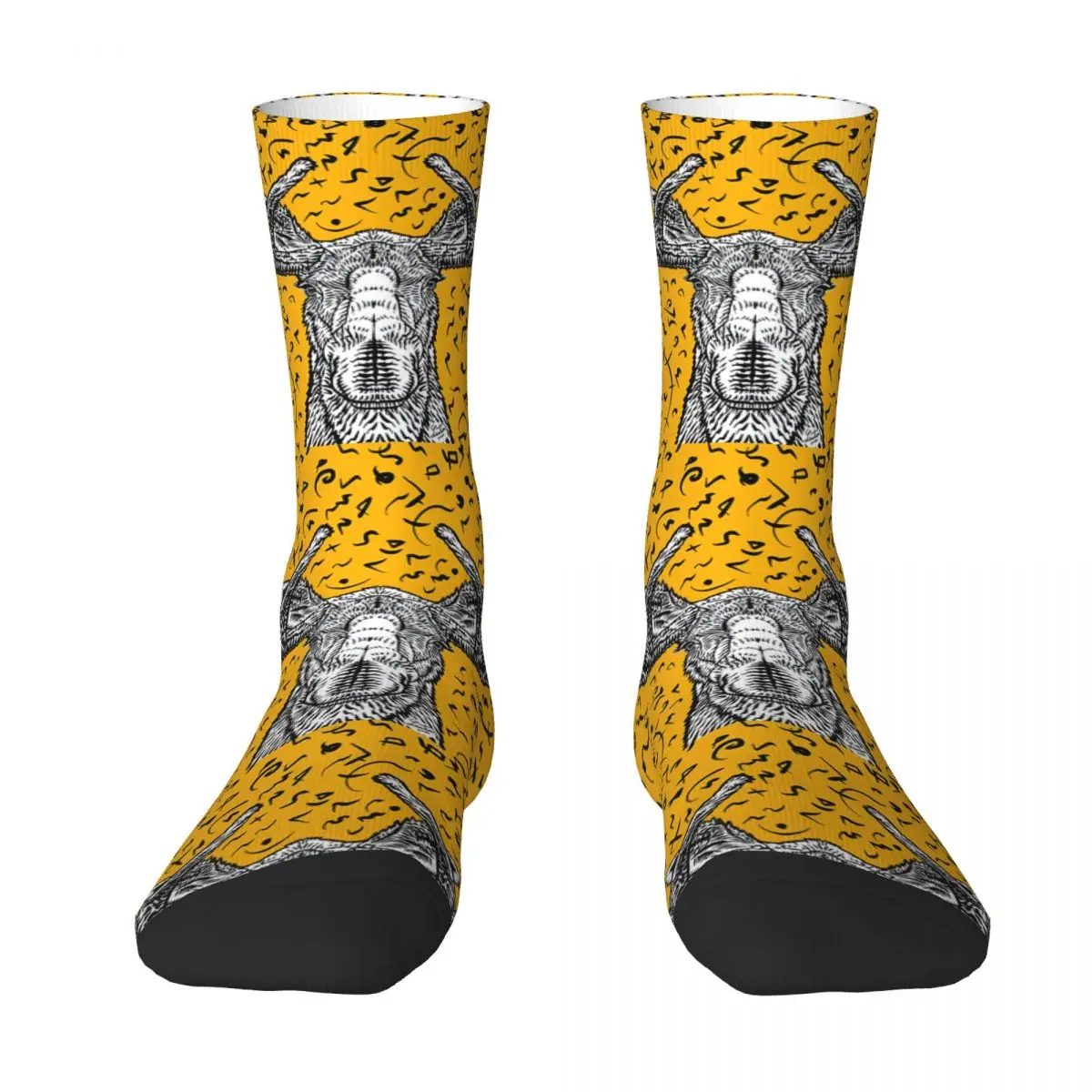 Vintage MOOSE Ink Portrait Men's Socks Unisex Hip Hop Seamless Printed Funny Crew Sock Gift