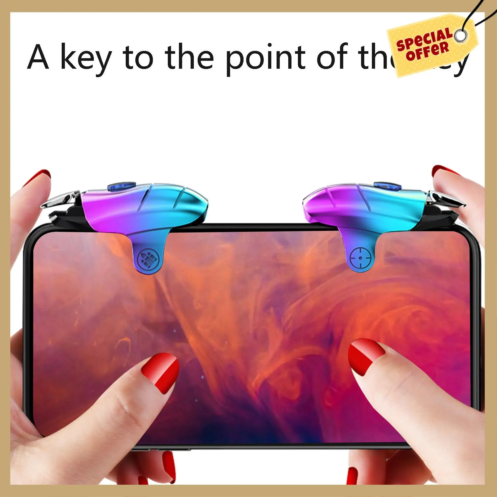 

Stable Performance-2PCS Phone Gaming Trigger Gamepad Button For PUBG LOL L1R1 Shooter Game Controller For Iphone Android Phone