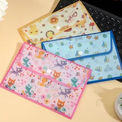 1pc A5 Cute Cartoon Candy Color Button File Folder PP Waterproof Student Exam Paper Document Organizer School Office Accessories