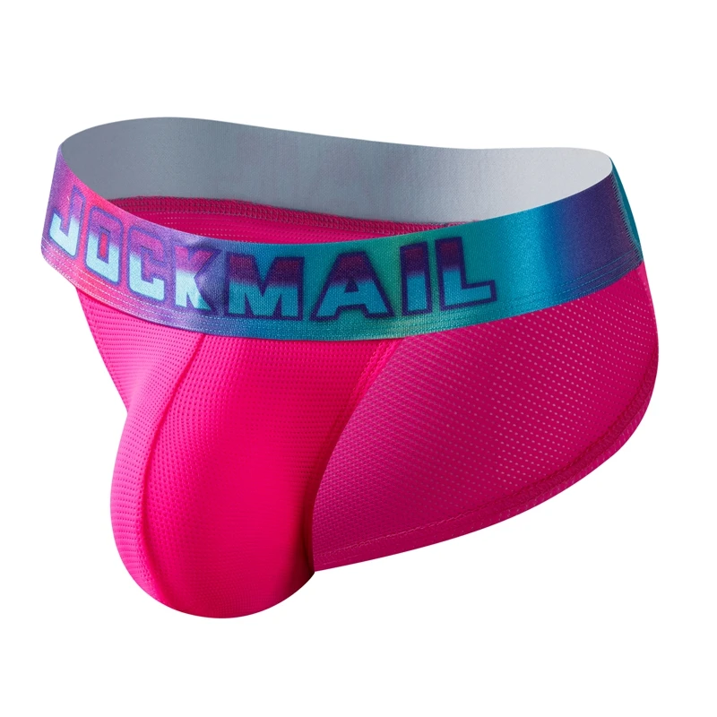 Jockmail Underwear Men Slip  Tanga Pink Cuecas Calzoncillos Slip Jockstrap Mesh Nylon Men Bulge Pouch Briefs Mens Bikini