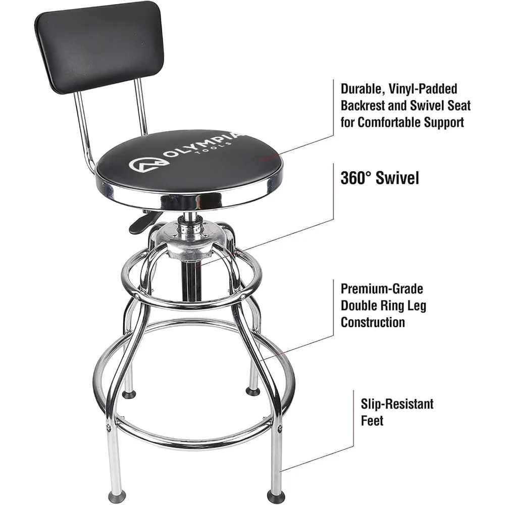 Adjustable Hydraulic Work Stool, Black