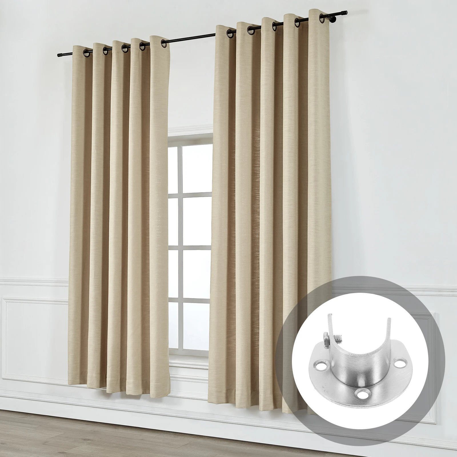

2pcs Stainless Steel Closet Rod Brackets U-Shaped Shower Curtain Holders Support Brackets For Clothing Rods Wall Mount