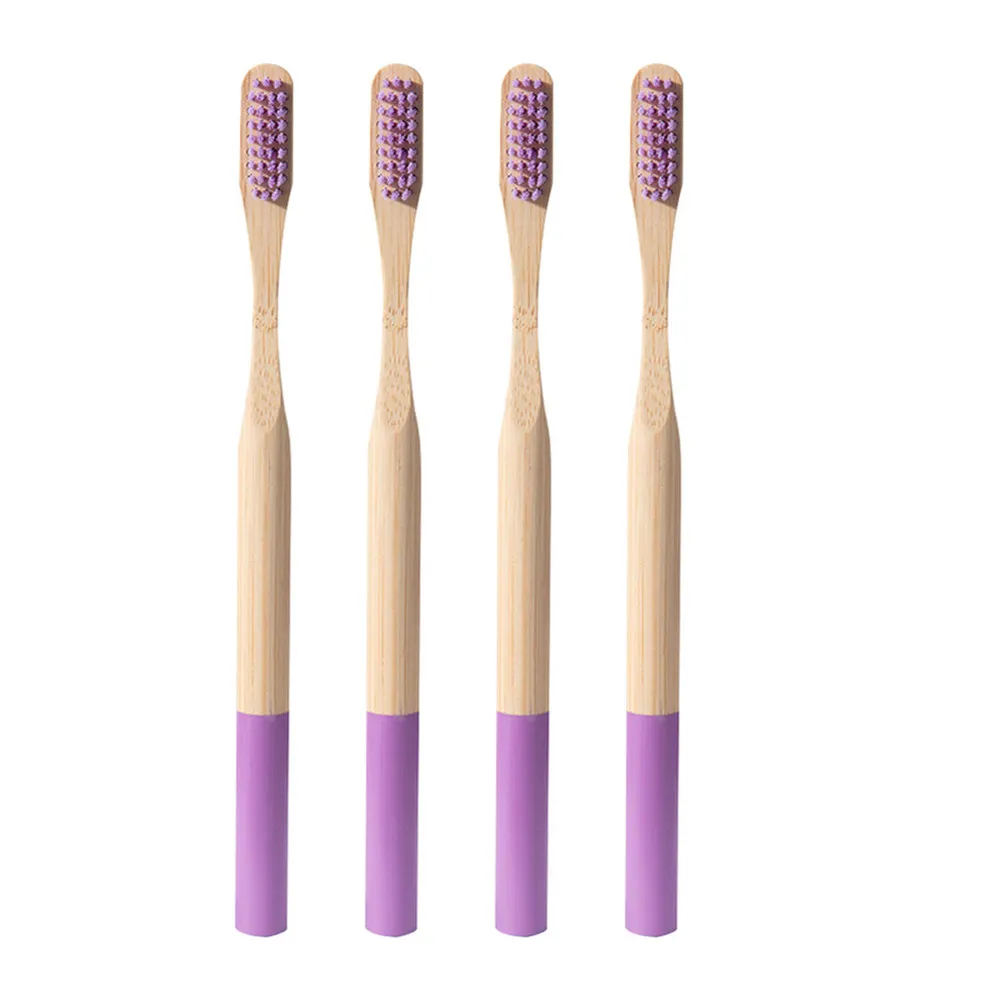 

4Pcs Bamboo Toothbrush Set Eco Friendly Biodegradable Adult Toothbrushes with Ergonomic Anti Slip Handle for Travel Home Use