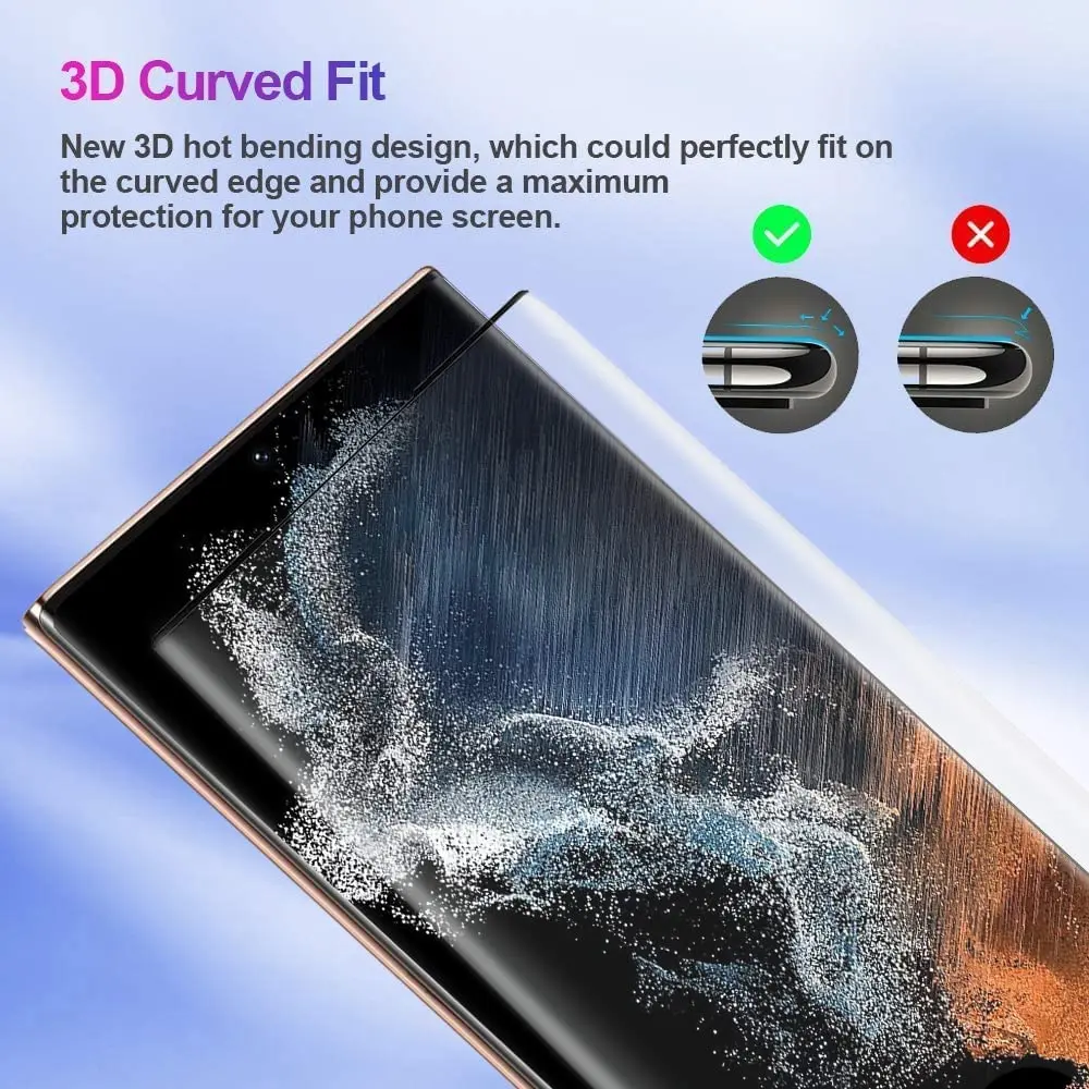 3D Tempered Glass Film For Samsung Galaxy Note 20 Ultra 5G 2/4Pcs HD Curved Four Sides Glue Screen Protector Glass