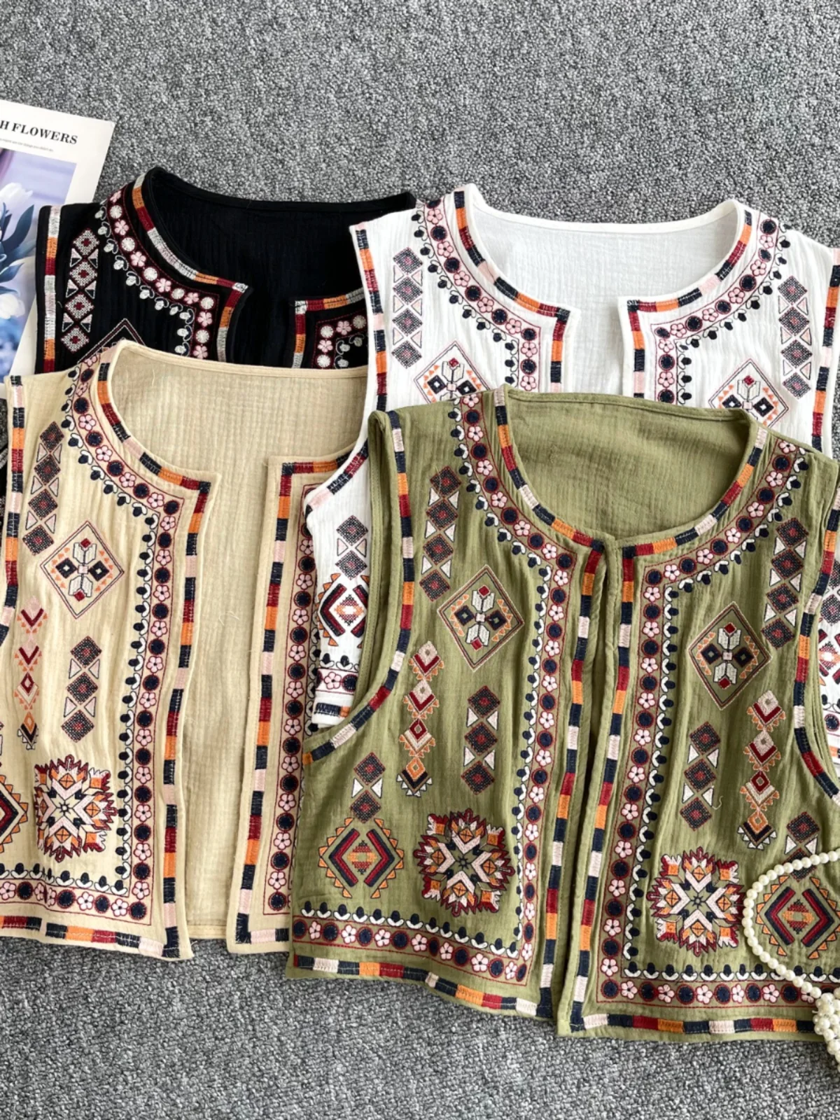 

n Sle Embroidered Vest Women's Summer Heavy Work Loose Design Luxury Ele Top Trendy Faion Commute