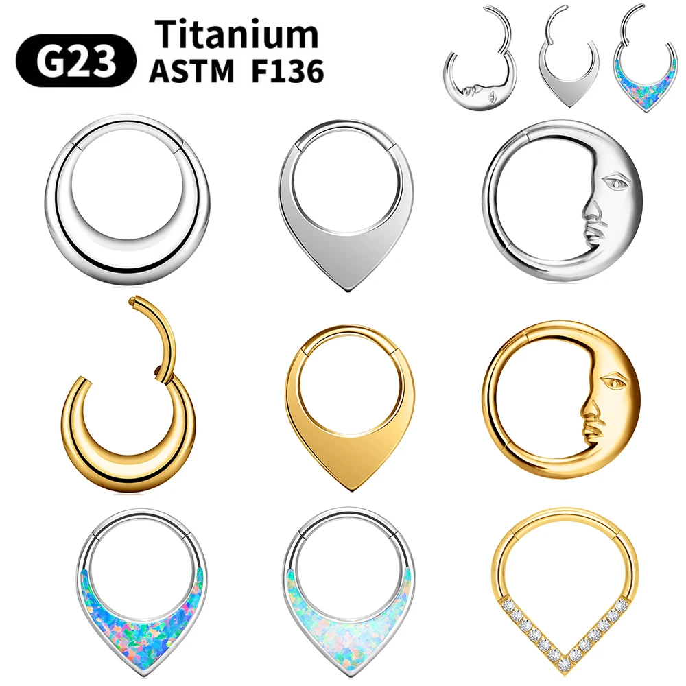 G23 Titanium Nose Rings Septum Hoop Crescent-Shaped Cartilage Piercing Body Jewelry 8/10mm Solderless Tragus Helix Earring