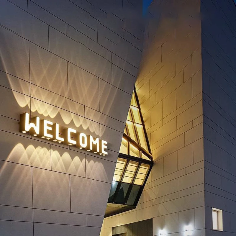 Advertise Waterproof Home Stainless Steel Large Modern House 26 Letters Words Outside Wall Light IP65 for Store Restaurant