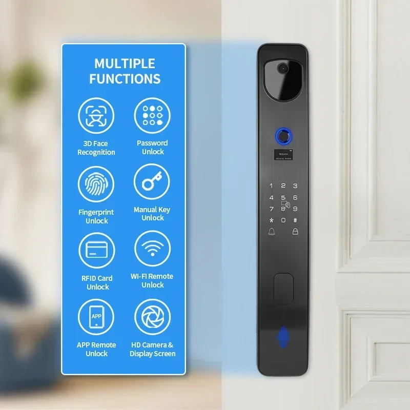 Superior material Biometric Door Lock Multiple Function Fingerprint Outdoor double sided Smart Tuya Door Lock With Camera