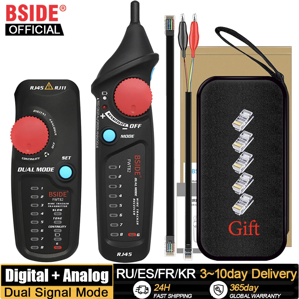 BSIDE Network Cable Tracker Digital+Analog Signal RJ11/RJ45/Cat5/Cat6 Telephone Wire Tracer Ethernet LAN Tester Detector Finder