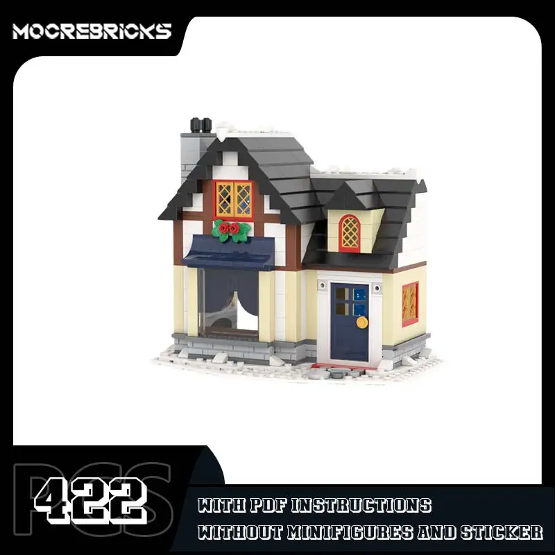 MOC Winter Cottage Snow House Building Blocks Set Christmas Snow Village Architecture Model DIY Bricks Toy Gift For Adults