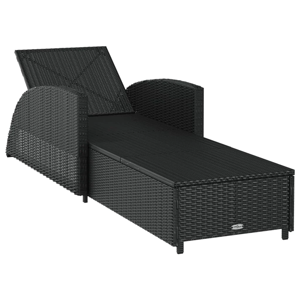 vidaXL Sun Lounger with Cream White Cushion Poly Rattan Black  Outdoor furniture/garden sofa