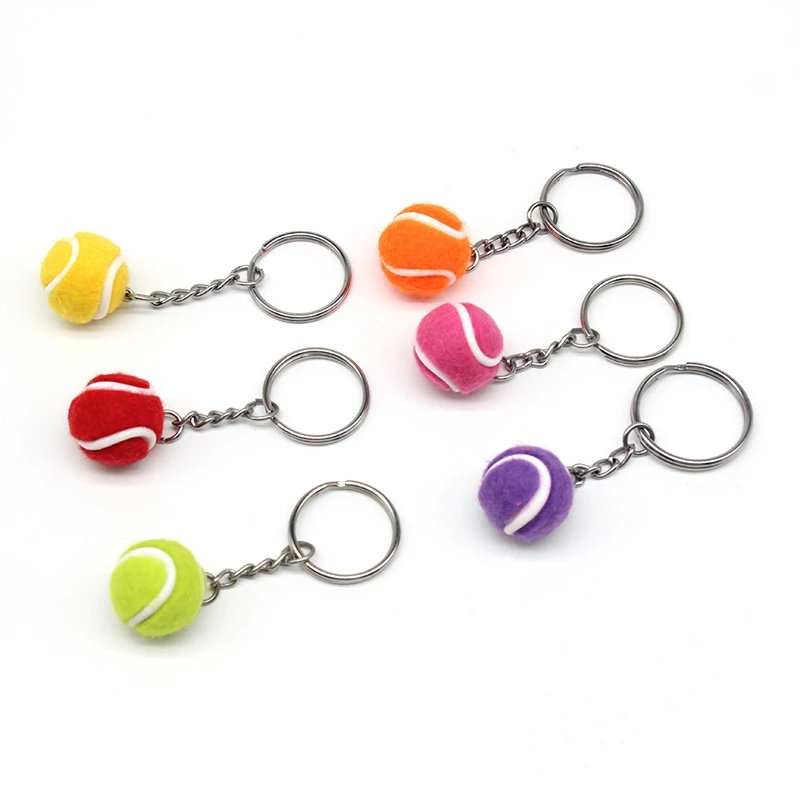 50Pcs Mini Tennis Ball Keychain Key Cell Phone Ornament Tennis Souvenir Sport Advertisement Keychain