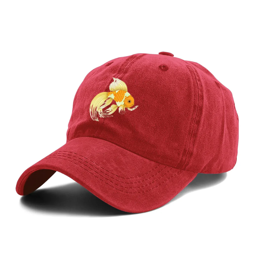 

Goldfish Happiness Unisex Baseball Caps For Washed Hat Fashion Snapback Summer Sunscreen Sun Hats Outdoor Sports Golf Cap