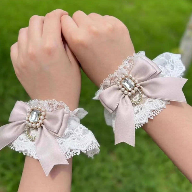 

Girl Lolita Mesh Hand Sleeve Bow Flower Lace Gloves Sweet Bow Gloves For Women's Lace Sleeves Cosplay Jewelry