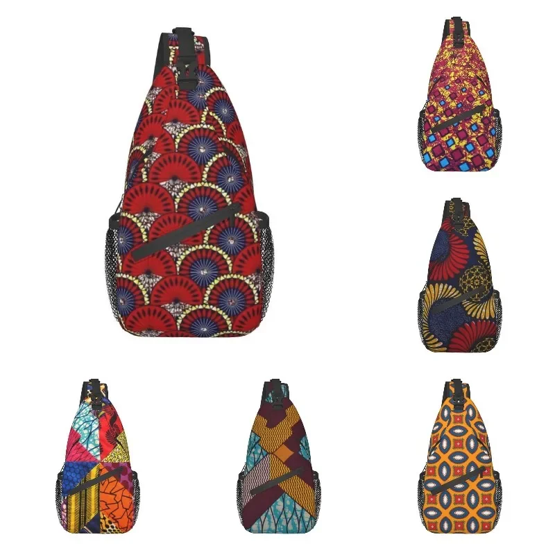 Ankara Dutch Wax Print Crossbody Sling Backpack Men Custom African Patterns Shoulder Chest Bag for Travel Hiking Daypack