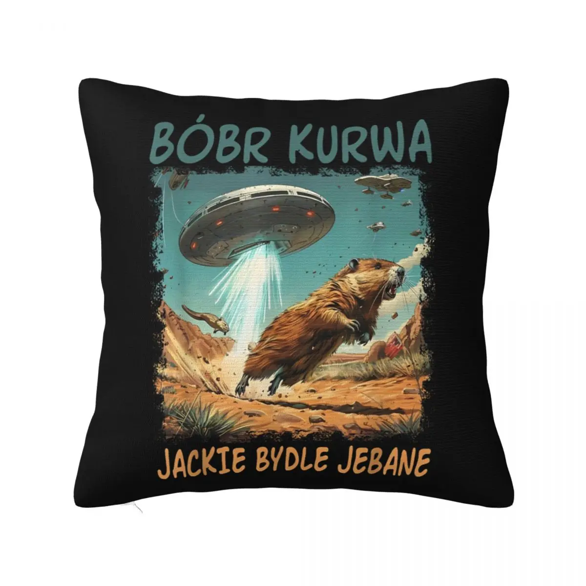 Bober Bobr Kurwa Square Pillow Cases Cushion Cover Vintage Polyester Decorative Pillowcase for Home 40*40cm