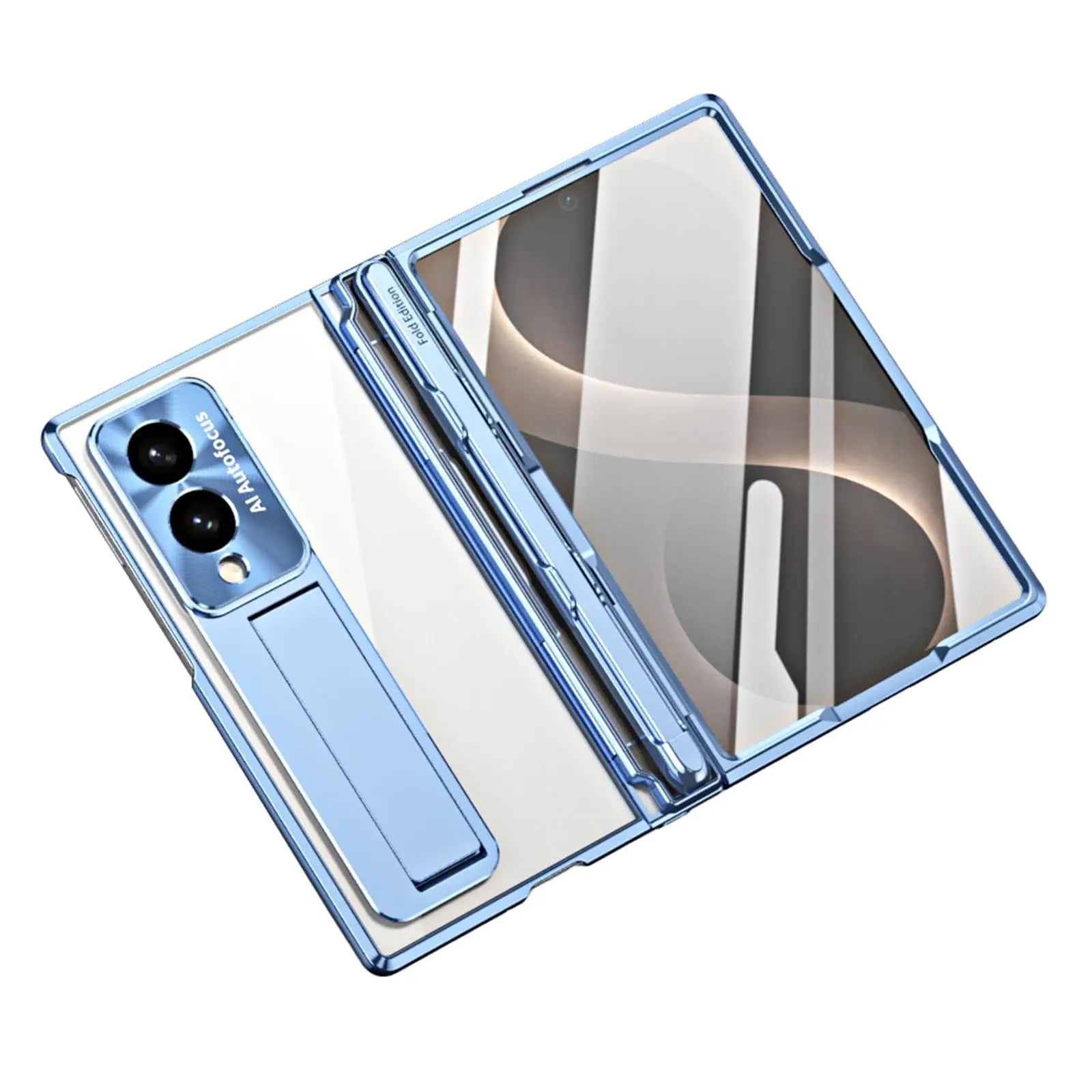 Case for Samsung Galaxy Z Fold 8 Wide/ Fold 8Ultra Luxury Electroplated Clear Kickstand S-Pen Holder Metal Lens Hinge Protection