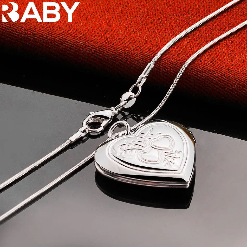 URBABY 40-75cm 925 Sterling Silver Heart Pendant Necklace Charm Trend Birthday Gifts Fashion Party Fine Jewelry