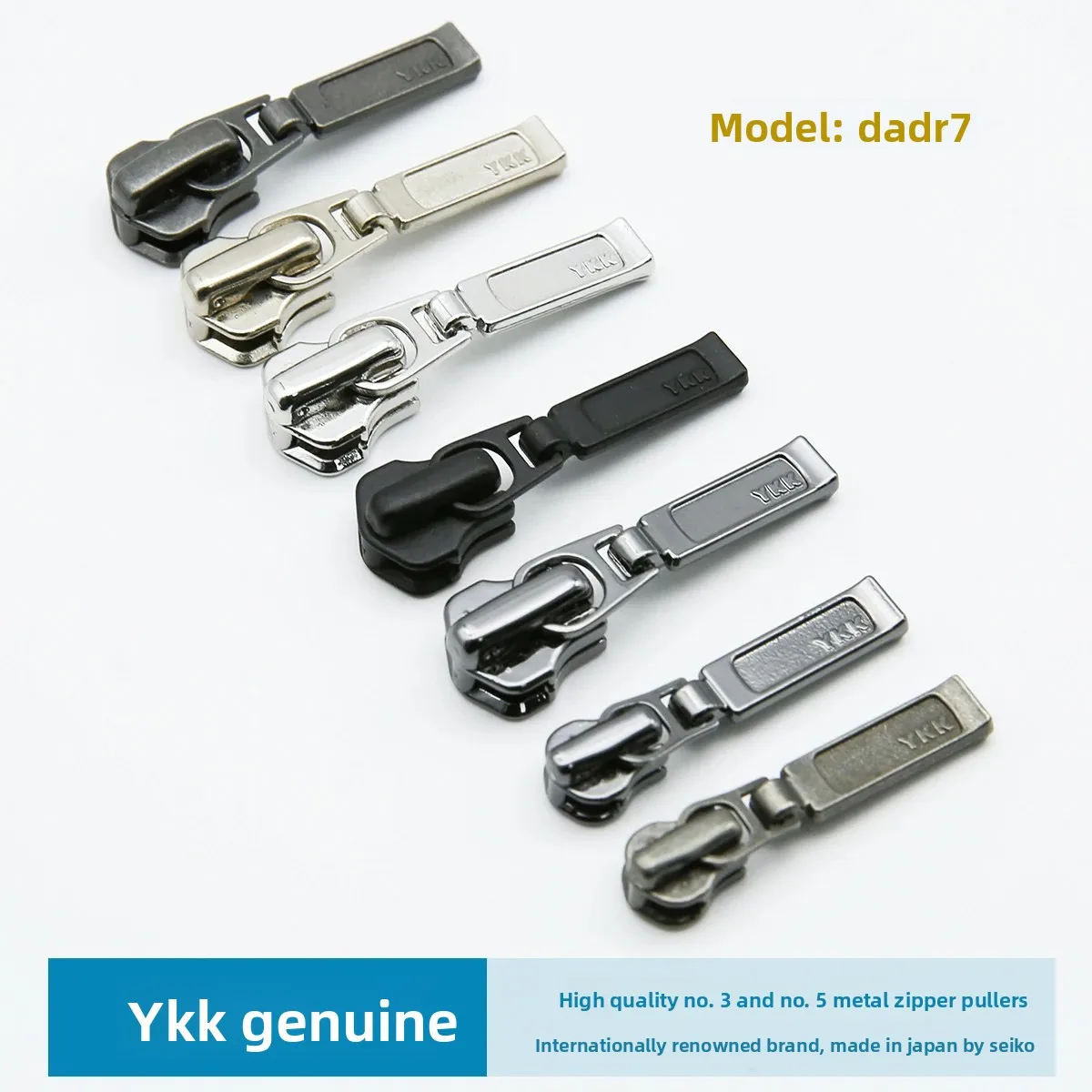 

15 Pieces YKK Genuine No. 3 No. 5 Metal Slider DADR7 Narrow Pull Tab Self-locking Non-slip High-grade Zipper Head Clothing Acces