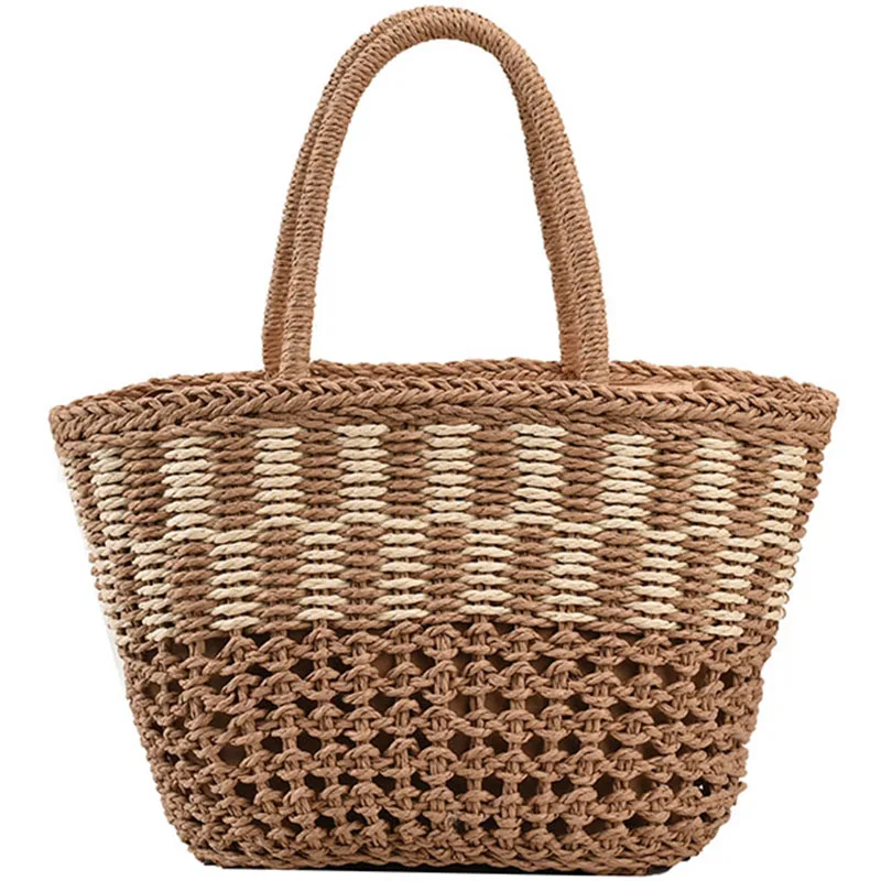 Summer Straw Bag For Women Woven Handmade Handbag Large Capacity Lady Tote Vacation Beach Bag Shoulder Shopping bag Rattan bags