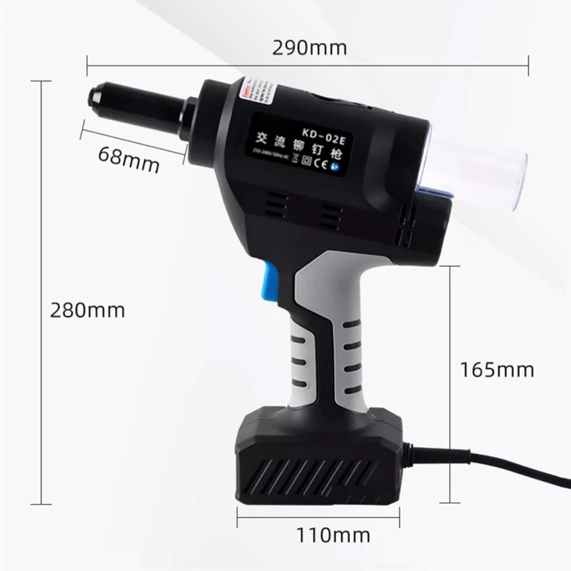 Pistola de rebite elétrica, ferramenta de rebitagem, alumínio, ferro, aço inoxidável, puxar, máquina de rebitagem, desenrolamento automático e núcleo