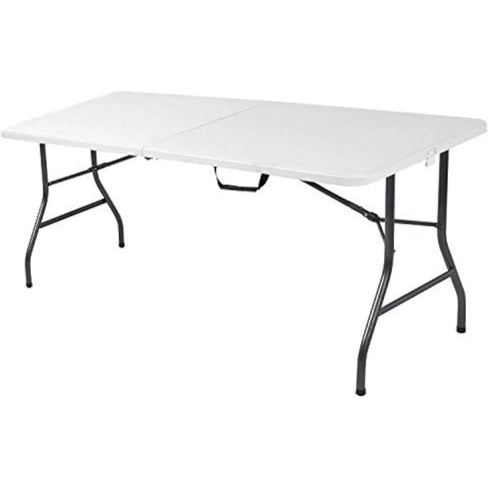 

6 Foot Plastic Folding Table - Folds in Half with Carrying Handle Rectangular