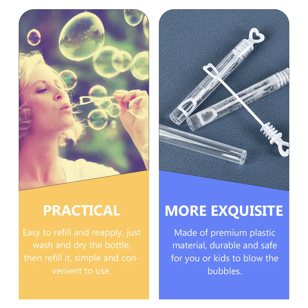 24 Stück Party-Herz-Blasenstäbe, nachfüllbar, leer, Hochzeits-Blasenstab, Mini-Herzform, Schlag, kindersicher, leicht, für den Außenbereich