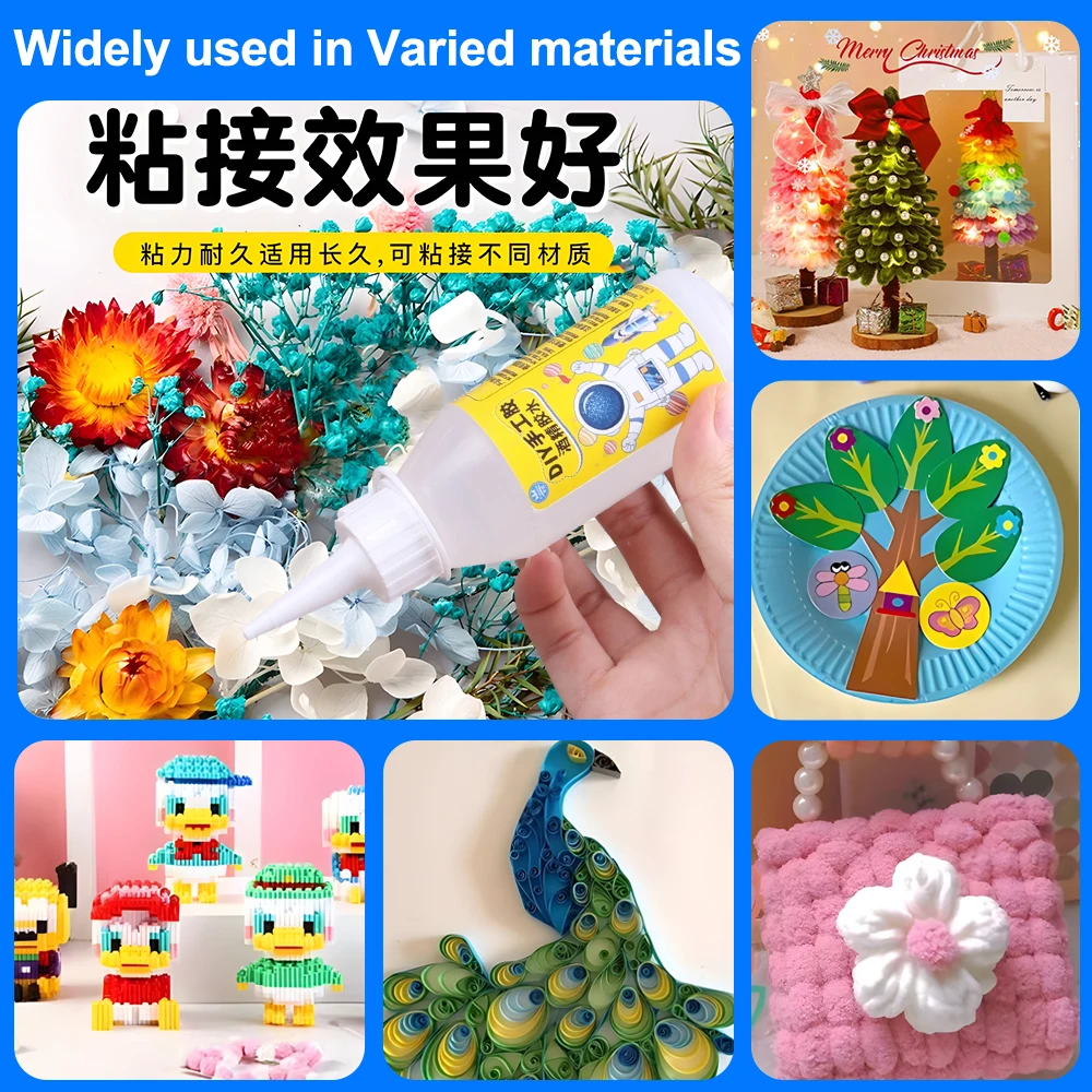 Transparent Glue Alcohol Adhesive Vinyl Quick Drying Flower Decoration DIY Craft Kids Toy School Fabric Wood Paper Low Odor Soft