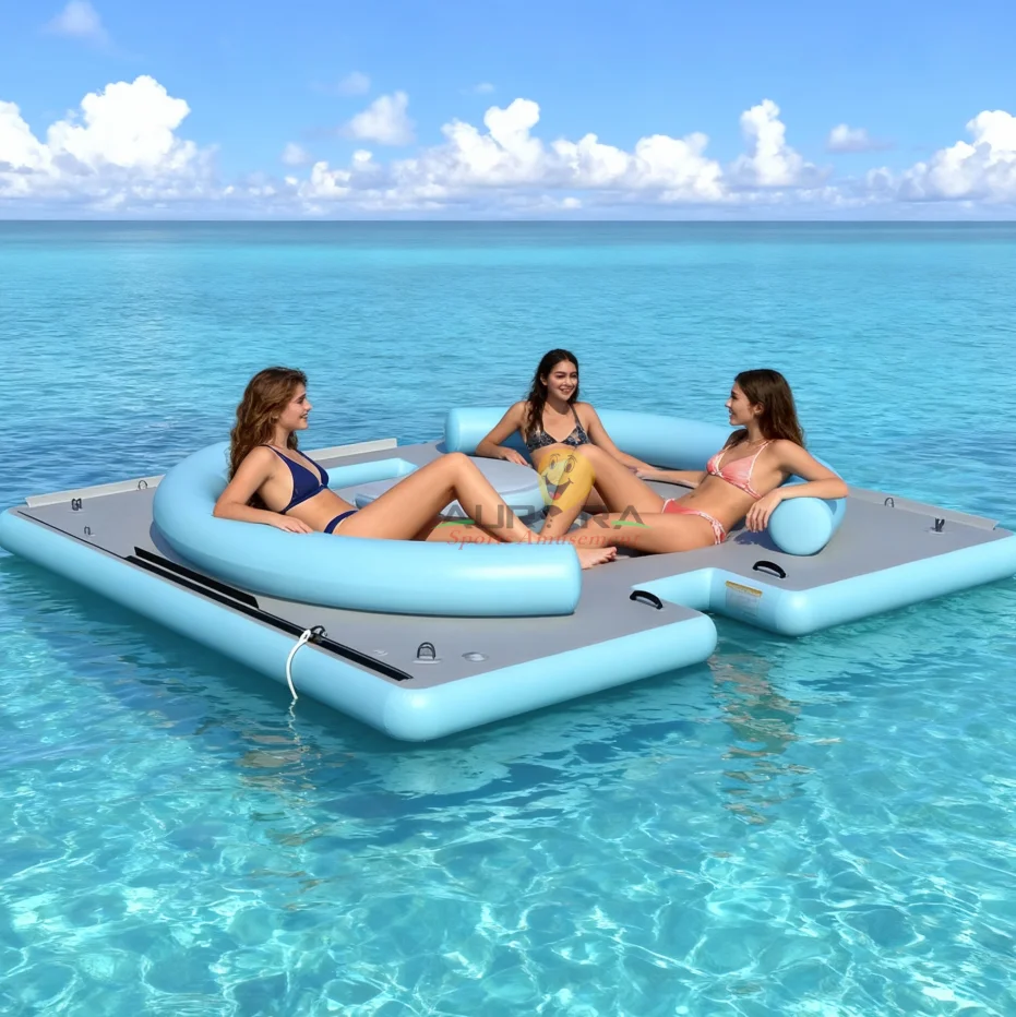 Water Play Equipment Inflatable Sea Aqua Water Amusement Park Floating Inflatable Sofa Seated Dock Platform