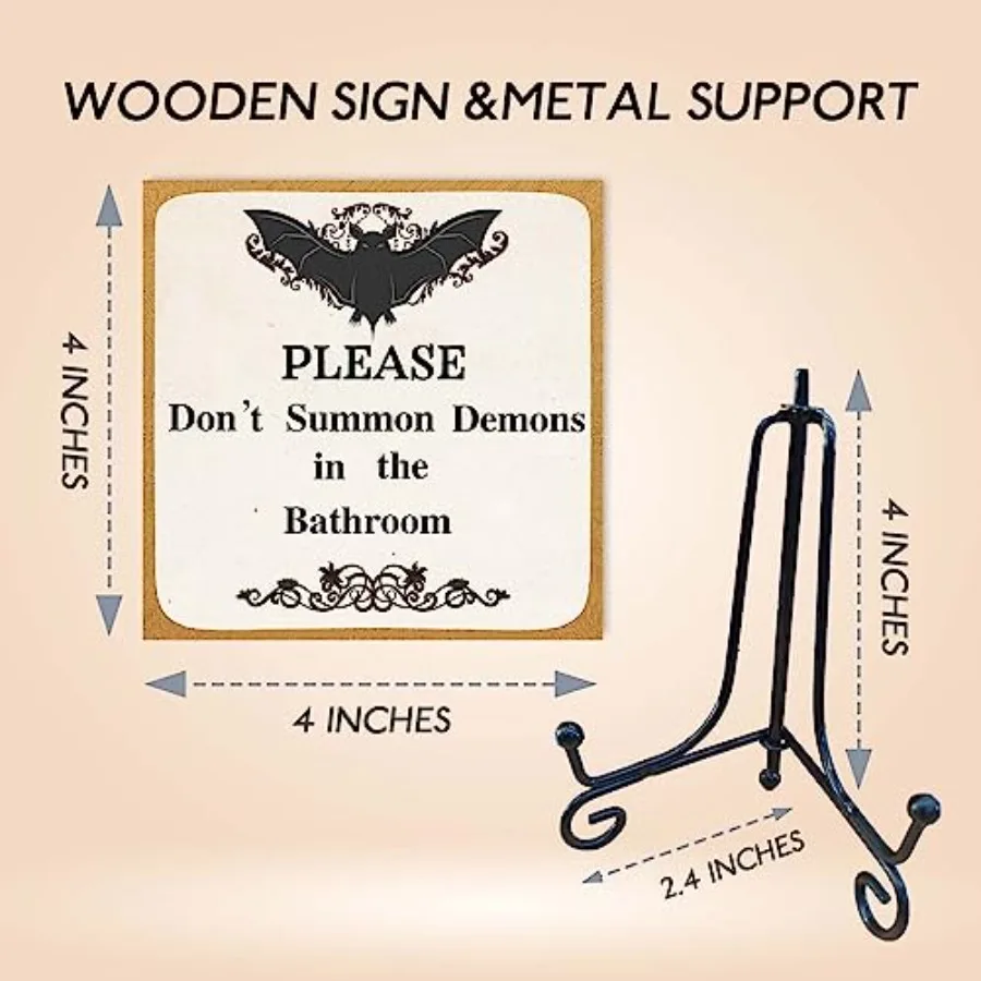علامة خشبية قوطية لديكور الحمام يرجى عدم استدعاء الشياطين في الحمام هدايا مكتب المنزل المضحكة للرجال والأصدقاء Cowork