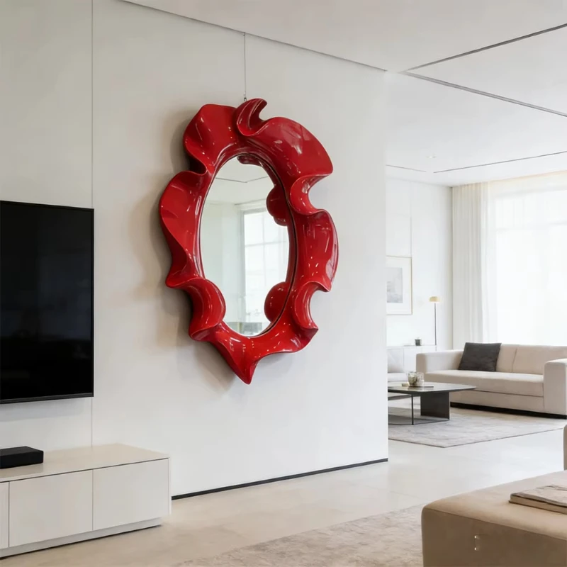 

Modern art wavy frame mirror, bathroom mirror, living room mirror